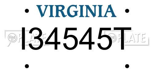 I34545T Virginia License Plate