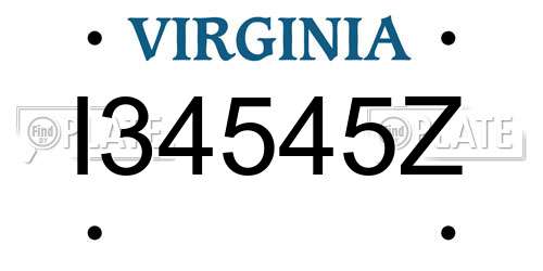 I34545Z Virginia License Plate