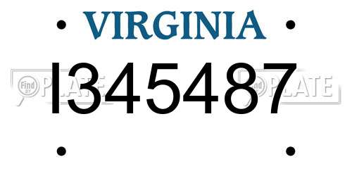 I345487 Virginia License Plate