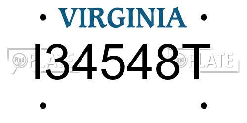 I34548T Virginia License Plate