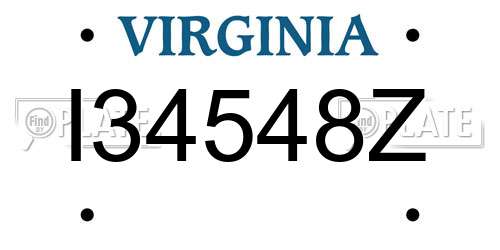 I34548Z Virginia License Plate