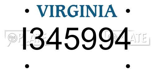 I345994 Virginia License Plate