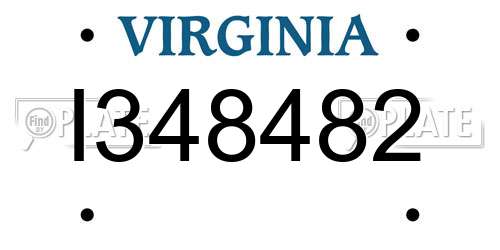 I348482 Virginia License Plate