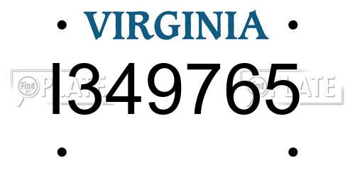 I349765 Virginia License Plate