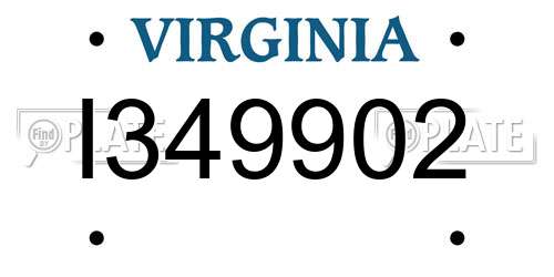 I349902 Virginia License Plate