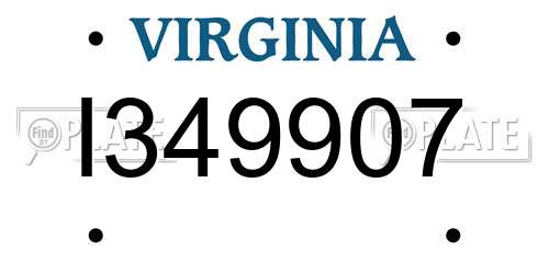 I349907 Virginia License Plate