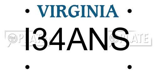 I34ANS Virginia License Plate