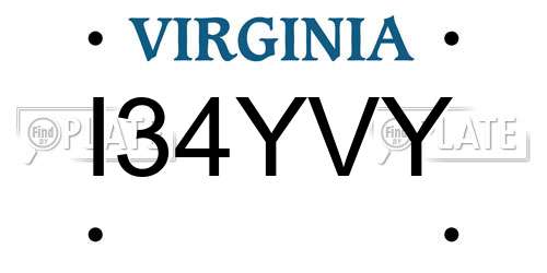 I34YVY Virginia License Plate