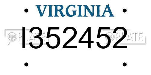 I352452 Virginia License Plate