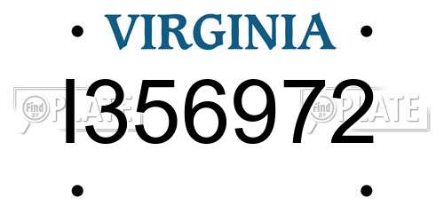I356972 Virginia License Plate