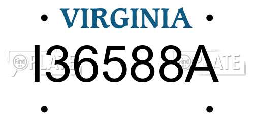 I36588A Virginia License Plate