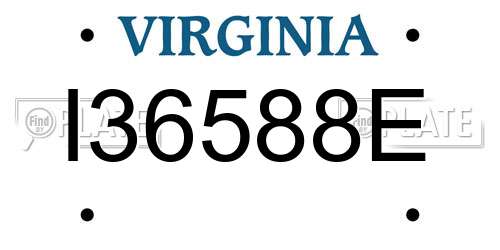I36588E Virginia License Plate