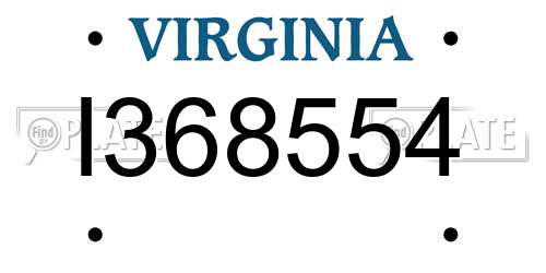 I368554 Virginia License Plate