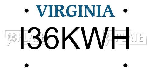I36KWH Virginia License Plate