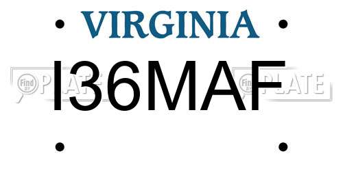 I36MAF Virginia License Plate