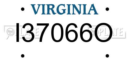 I37066O Virginia License Plate