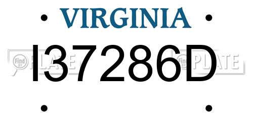 I37286D Virginia License Plate