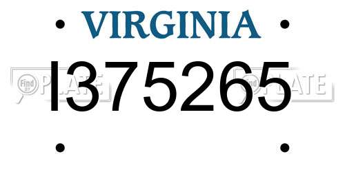 I375265 Virginia License Plate