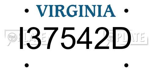 I37542D Virginia License Plate