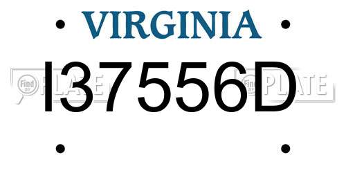 I37556D Virginia License Plate