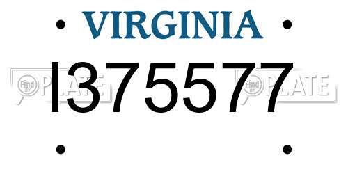 I375577 Virginia License Plate