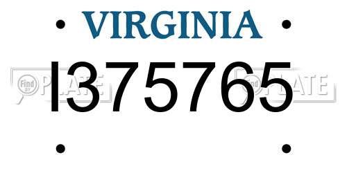I375765 Virginia License Plate