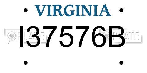 I37576B Virginia License Plate