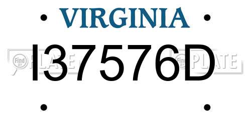 I37576D Virginia License Plate