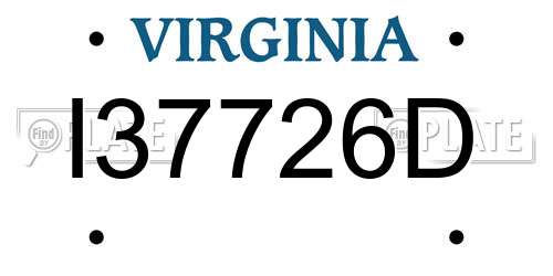 I37726D Virginia License Plate