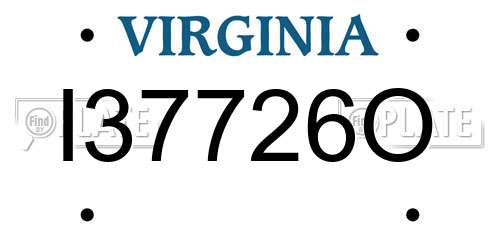 I37726O Virginia License Plate