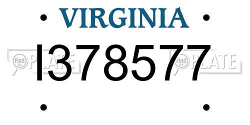 I378577 Virginia License Plate