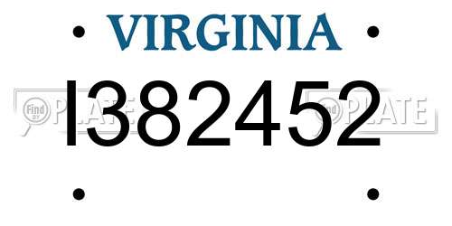 I382452 Virginia License Plate