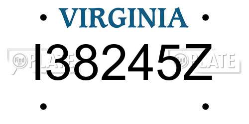 I38245Z Virginia License Plate