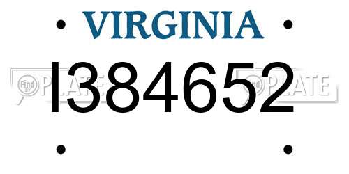 I384652 Virginia License Plate