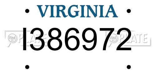 I386972 Virginia License Plate