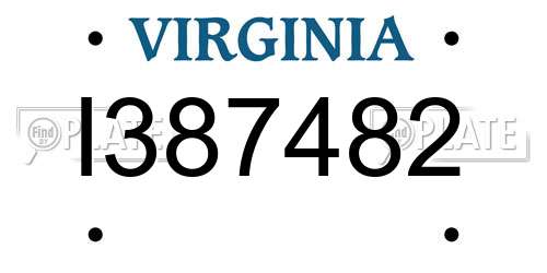 I387482 Virginia License Plate