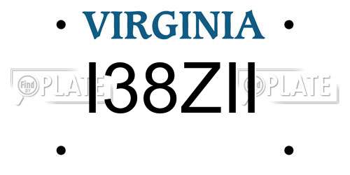 I38ZII Virginia License Plate
