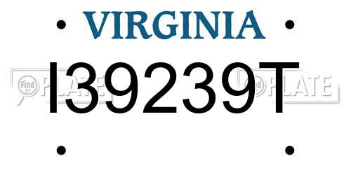 I39239T Virginia License Plate