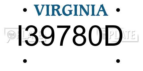 I39780D Virginia License Plate