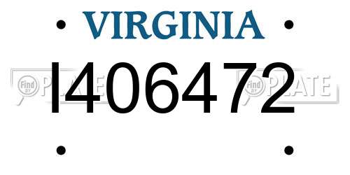 I406472 Virginia License Plate