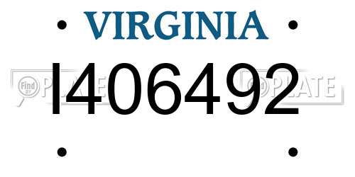 I406492 Virginia License Plate