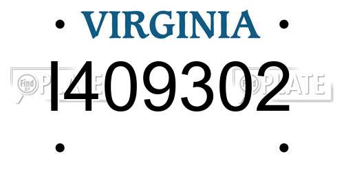 I409302 Virginia License Plate