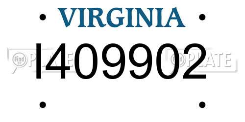 I409902 Virginia License Plate