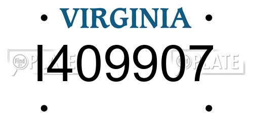I409907 Virginia License Plate