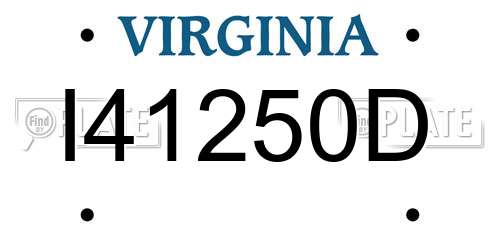 I41250D Virginia License Plate