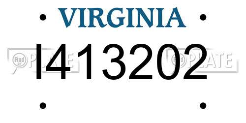 I413202 Virginia License Plate