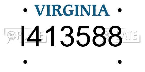 I413588 Virginia License Plate