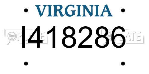 I418286 Virginia License Plate