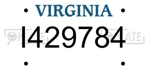 I429784 Virginia License Plate