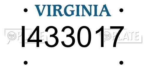 I433017 Virginia License Plate